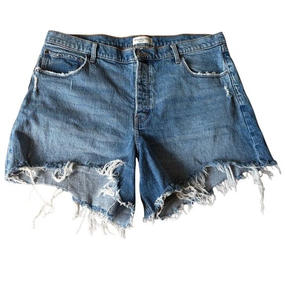 Abercrombie & Fitch The Dad Short High Rise Denim Shorts size 34 Blue - Picture 1 of 8